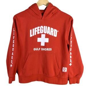 Gulf Shores Lifeguard Hoodie swim ocean Red kids Large